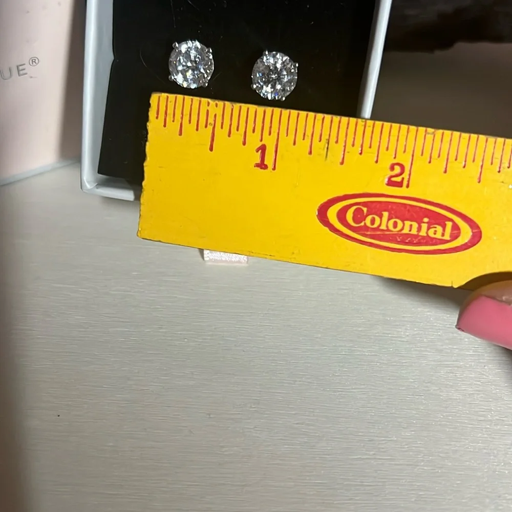 C101 Silver 925 Diamonique Stud Earrings - Picture 2 of 7